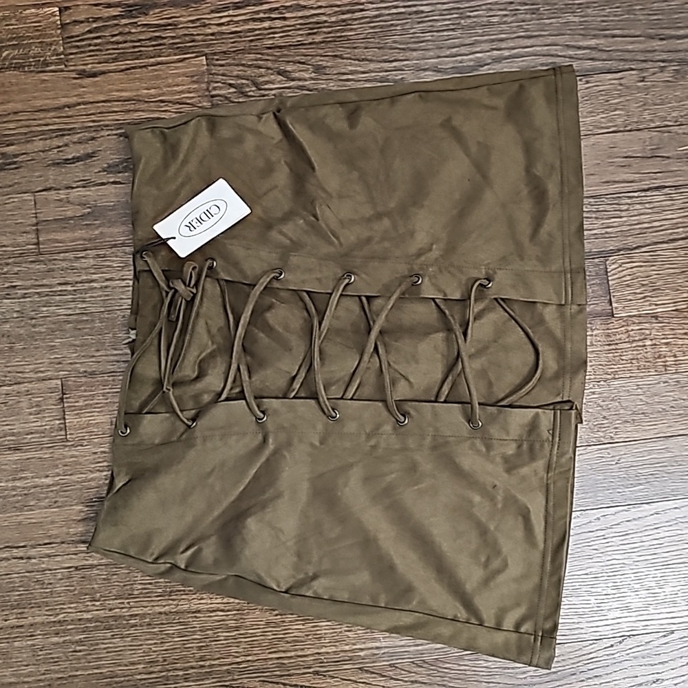 Cider Loose Ends Faux Suede Mini Skirt